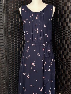 R&K Navy Maxi Dress with Pink and White Floral Print